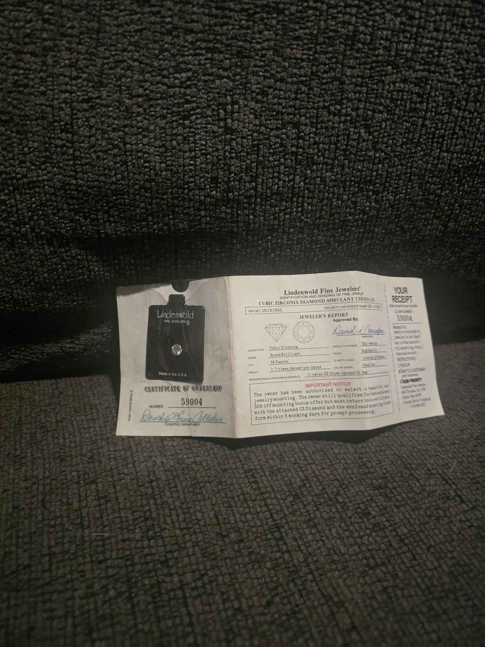 Lindenwold Fine Jewelers | 1 Carat Simulated Diamond W/ Certificate